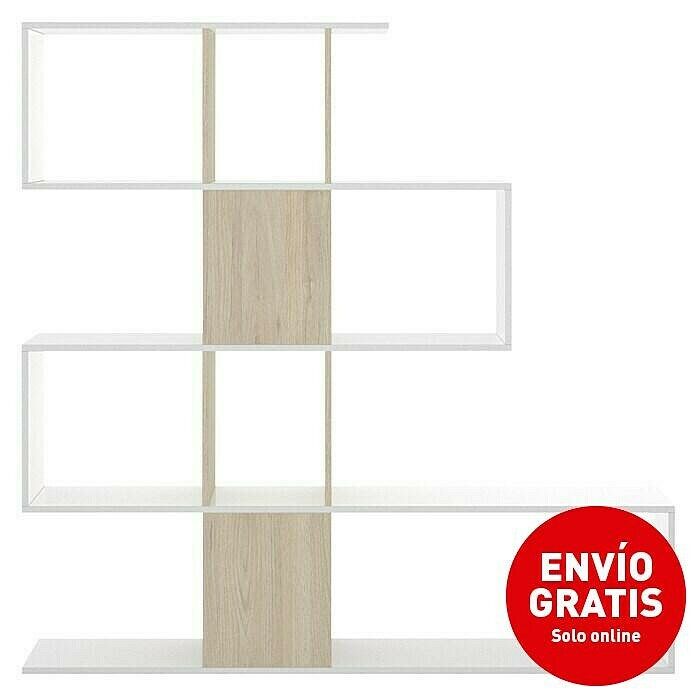 Estantería de madera Funk (L x Al: 29 x 145 cm, Melamina, Color madera/Blanco)