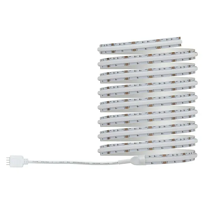 Paulmann LED-Band - Länge: 300 cm, Lichtfarbe: RGB, 30 W, 230 V - Weiße LED-Lichterkette aufgerollt, mit Anschlusskabel. Ideal für stimmungsvolle Beleuchtung in Innenräumen oder zur Dekoration von Möbeln.