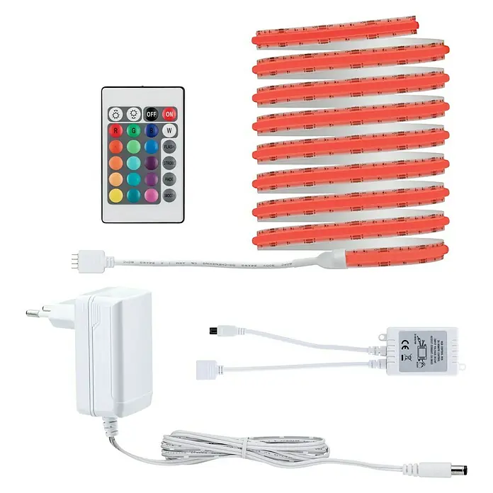 Paulmann LED-Band - Länge: 300 cm, Lichtfarbe: RGB, 30 W, 230 V - RGB-LED-Streifen-Set mit Fernbedienung, Netzteil und Steuerungseinheit für flexible Beleuchtungslösungen.