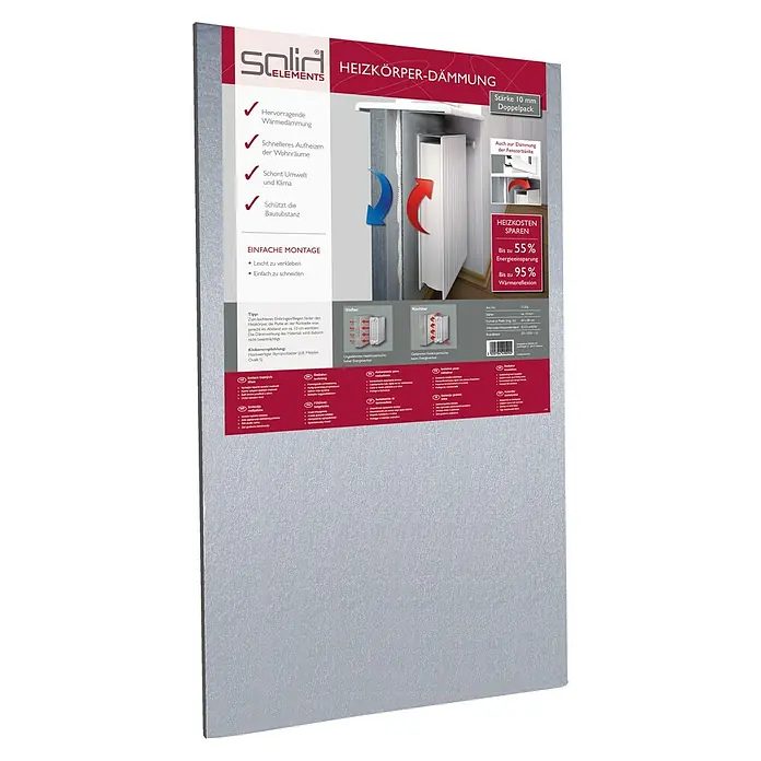 Solid Elements Heizkörper-Dämmung - 800 x 600 x 10 mm, 2 Stk. - Heizkörper-Dämmung von Solid Elements im Doppelpack. Ideal zur Reduzierung der Heizkosten und schnellen Erwärmung der Wohnräume.