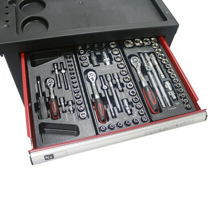 Carro de taller con 130 herramientas (L x An x Al: 47 x 75 x 98 cm, Metal, Rojo)