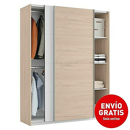 Muebles Pitarch Armario de puertas correderas Onix (L x An x Al: 62 x 150 x 200 cm, Roble aurora/Blanco)