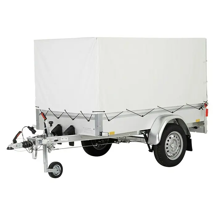Stema Anhänger BH-R 850 Hochplane - Nutzlast: 685 kg, Einachser, Kasteninnenmaß: 201 x 108 x 33 cm, Gebremst - Einachsiger Anhänger mit weißer Plane, ideal für den Transport von Gütern. Robuste Bauweise für sichere Fahrten.