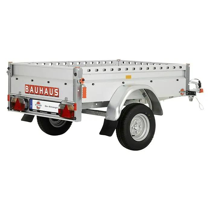 Stema Anhänger BH-R 550 - Nutzlast: 455 kg, Einachser, Kasteninnenmaß: 154 x 108 x 33 cm, Ungebremst - Ein kompakter BAUHAUS Anhänger, ideal für diverse Transportaufgaben, präsentiert sich mit robuster Bauweise und praktischen Details für den Alltag.