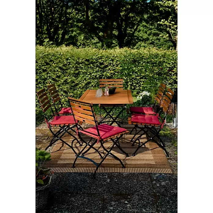 Sunfun Moni Klapptisch - L x B x H: 125 x 75 x 75 cm, Akazie, Rechteckig, Natur/Schwarz - Stimmungsaufnahme