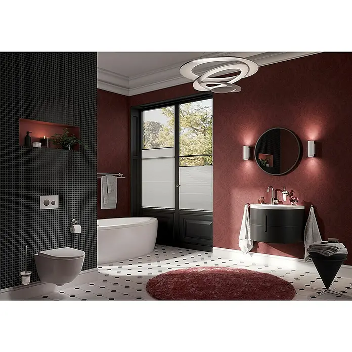 Lenz Flame Seifenschale - Mit Halterung, Chrom, Glänzend - Elegantes Badezimmer mit moderner Beleuchtung und stilvollem Waschtisch. Das Design besticht durch klare Linien und eine harmonische Farbgestaltung.