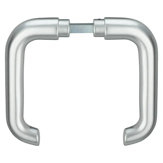 Portaferm DrückerpaarSilber, U-Form - Türgriff-Garnitur aus poliertem Edelstahl mit Vierkantstift für moderne Innentüren. Robuste und elegante Ausführung.