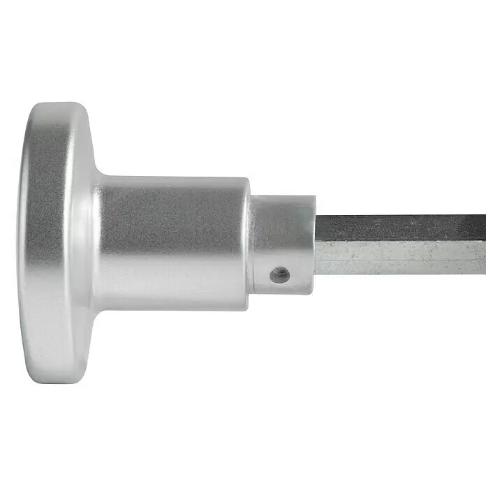 Portaferm Knopfdrücker - Vierkantstift: 8 mm, Silber - Silberner Metall-Werkzeuggriff mit sechseckigem Antriebsschaft.