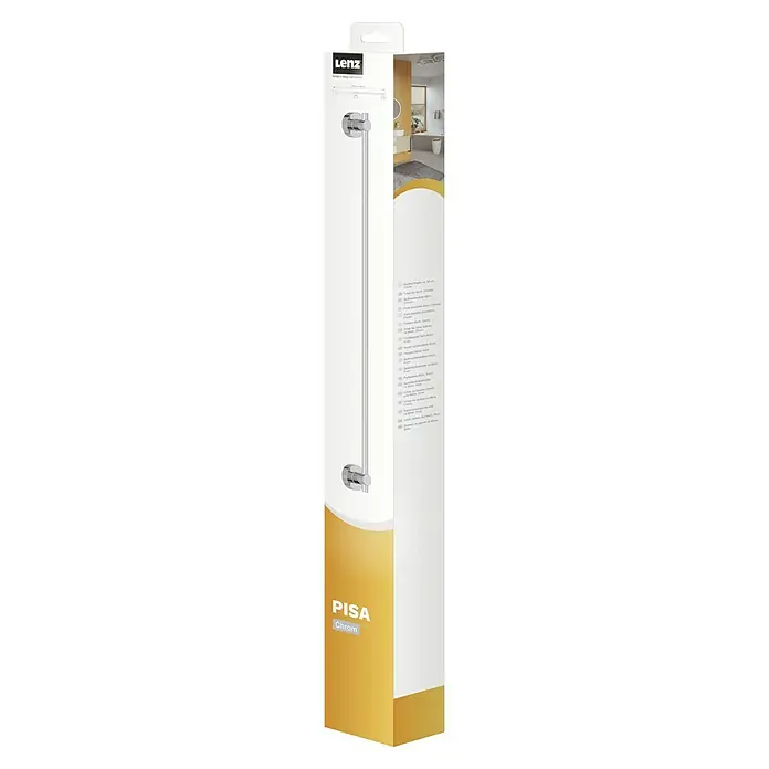 Lenz Pisa Badetuchhalter - Breite: 67 cm, Chrom, Glänzend - Verpackung einer Lenz PISA Chrom Handtuchstange zur Wandmontage, ca. 60 cm lang, ideal für jedes Badezimmer.