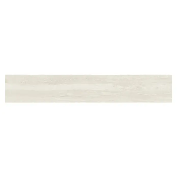 Pavimento porcelánico Atelier - 150 x 25 cm, Blanco, Mate, Rectificado - Patrón de baldosa imitación madera clara para pisos y paredes. Diseño elegante con textura de madera fina para un ambiente natural.