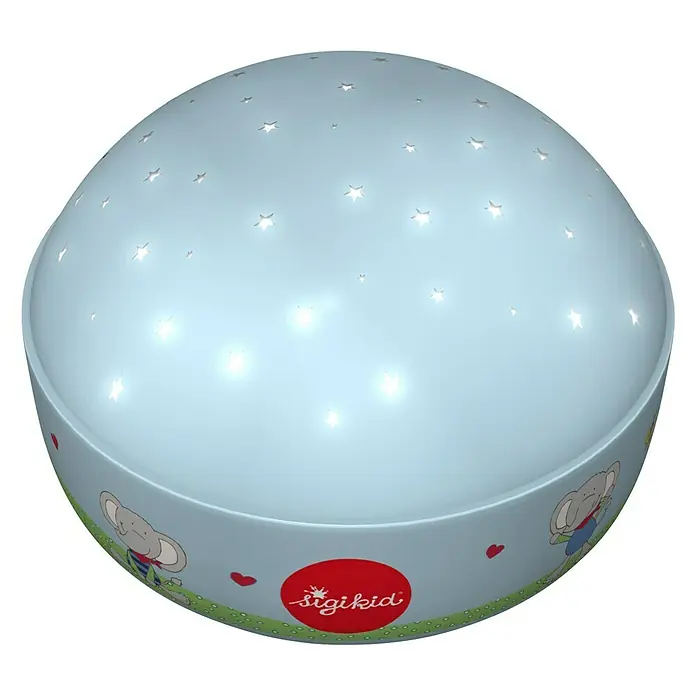 Niermann LED-Nachtlicht LOLO LOMBARDO - RGB, Batteriebetrieben, Ø x H: 12 x 7,5 cm - Stimmungsvolle Sigikid-Nachtleuchte mit Sternenmuster und niedlichem Elefantenmotiv für eine entspannte Atmosphäre im Kinderzimmer.