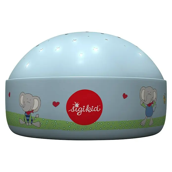 Niermann LED-Nachtlicht LOLO LOMBARDO - RGB, Batteriebetrieben, Ø x H: 12 x 7,5 cm - Sigikid Musik-Nachtlicht mit Elefantenmotiv, das eine sanfte und beruhigende Atmosphäre für Kinder schafft. Ideal für einen erholsamen Schlaf.