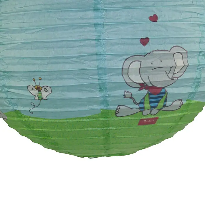Niermann Lampenschirm - L x B x H: 40 x 40 x 40 cm - Eine bezaubernde Kinderzimmer-Papierlaterne mit einem Elefantenmotiv, Schmetterling und Herzchen für eine fröhliche Atmosphäre.