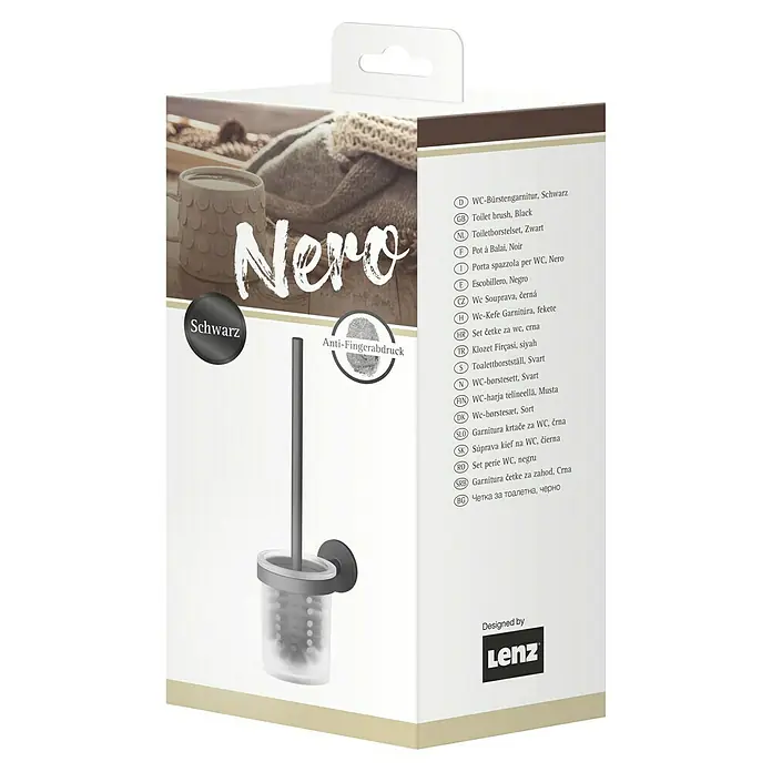 Lenz WC-Bürstengarnitur Nero - Metall, Schwarz, B x H: 9,4 x 35 cm - Nero WC-Bürstengarnitur in Schwarz: Stilvolle und funktionale Badaccessoires für ein sauberes Badezimmer.