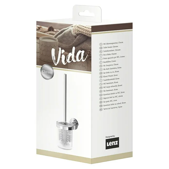 Lenz WC-Bürstengarnitur Vida - Metall, Chrom, B x H: 9,4 x 35 cm - Toilettenbürste Vida aus Chrom. Stilvolle Badezimmer-Accessoire für die Reinigung. Hochwertige Verarbeitung und modernes Design.