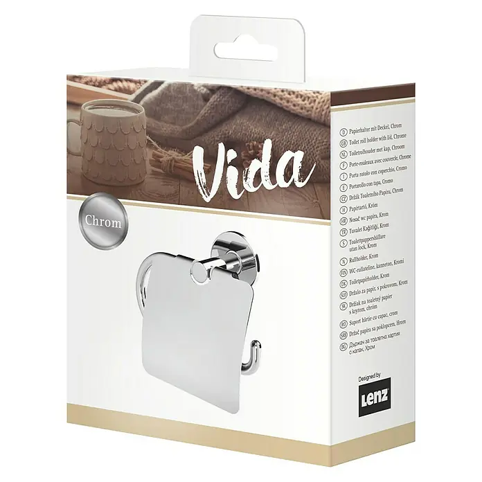 Lenz Toilettenpapierhalter Vida - Mit Deckel, Chrom, Glänzend - Produktbild: Vida Toilettenpapierhalter mit Deckel, Chrom. Praktisch und stilvoll für jedes Badezimmer.