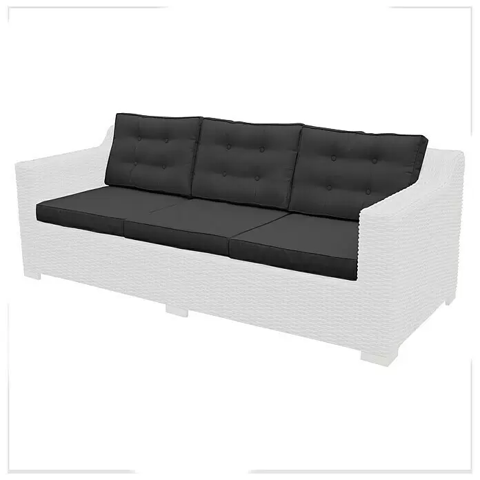 Sunfun Ersatzkissen Set Pauline - Passend für: Sunfun Pauline Loungemöbel-Set XXL - Weißes Polyrattan 3-Sitzer Sofa mit dunkelgrauen Kissen.