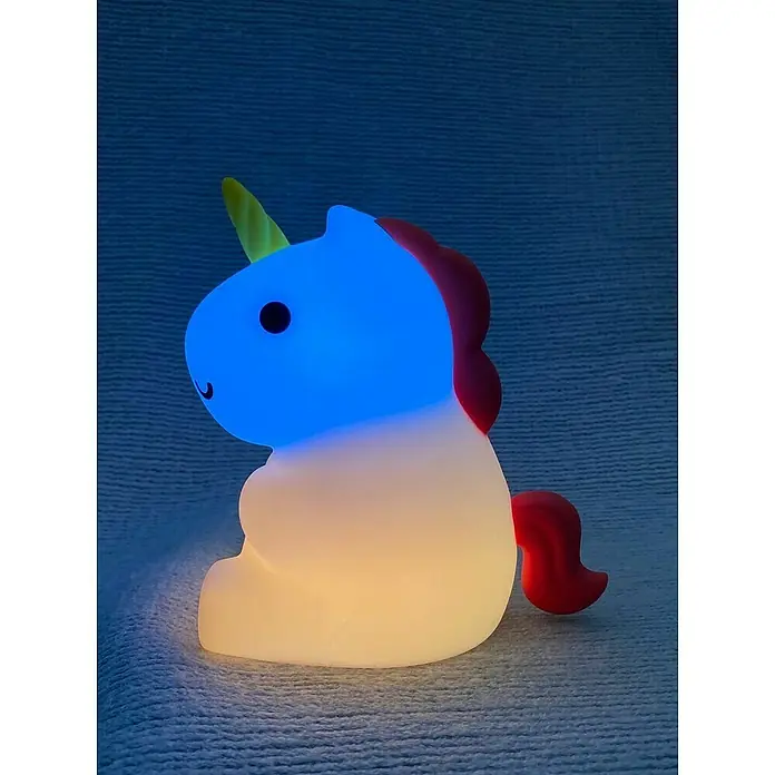 MegaLight LED-Nachtlicht MAGGY MAGIC - Weiß/Gelb/Pink, L x B x H: 8 x 11 x 13 cm, RGBW, MAGGY MAGIC - Niedliches Einhorn-Nachtlicht, das blaues und gelbes Licht ausstrahlt, mit roter Mähne und Schwanz, perfekt für Kinderzimmer.