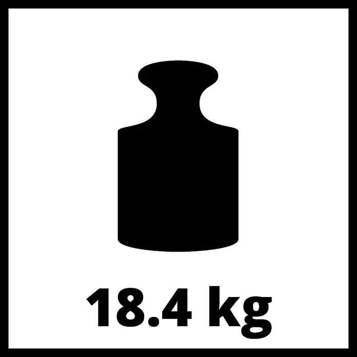 Einhell Professional Martillo demoledor TE-DH 50 - 1.700 W, 50 J, Alojamiento SDS-Hex - Silueta negra de una pesa de calibración de 18,4 kg.