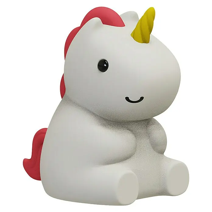MegaLight LED-Nachtlicht MAGGY MAGIC - Weiß/Gelb/Pink, L x B x H: 8 x 11 x 13 cm, RGBW, MAGGY MAGIC - Niedliches Einhorn-Nachtlicht mit roter Mähne und gelbem Horn, ideal für Kinderzimmer. Sanftes Licht sorgt für eine angenehme Atmosphäre.