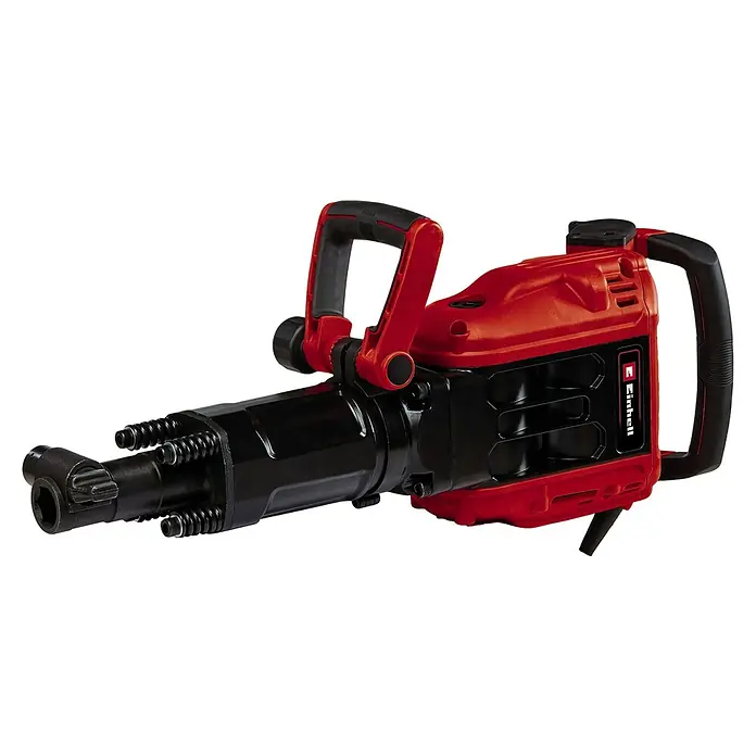 Einhell Professional Abbruchhammer TE-DH 50 - 1.700 W, 50 J, SDS-Hex-Aufnahme - Das Bild zeigt einen roten und schwarzen Einhell Abbruchhammer, ein leistungsstarkes Werkzeug zum Aufbrechen von Beton und Mauerwerk.