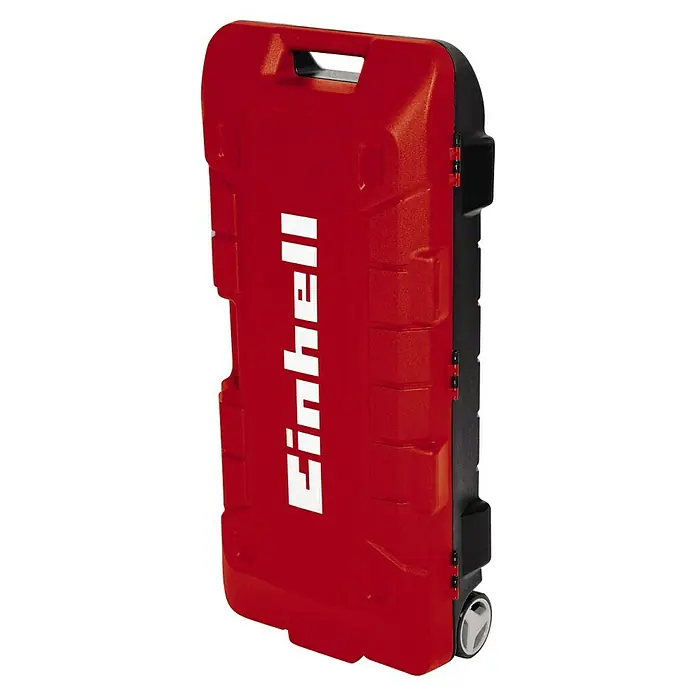 Einhell Professional Abbruchhammer TE-DH 50 - 1.700 W, 50 J, SDS-Hex-Aufnahme - Roter Werkzeugkoffer von Einhell mit schwarzem Griff und Rollen, ideal für den Transport von Werkzeugen und Zubehör.