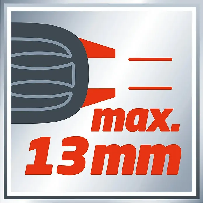 Einhell Schlagbohrmaschine TC-ID 550 E - 550 W, Schnellspannbohrfutter - Produktbild mit der Angabe der maximalen Bohrfuttergröße von 13 mm für das Elektrowerkzeug.