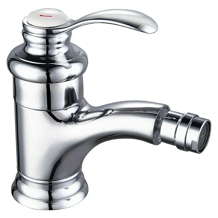 Rousseau Grifo monomando de bidé - Cromo, Brillante - Grifo de bidé cromado con palanca y punto rojo, elegante accesorio de baño para la higiene personal.