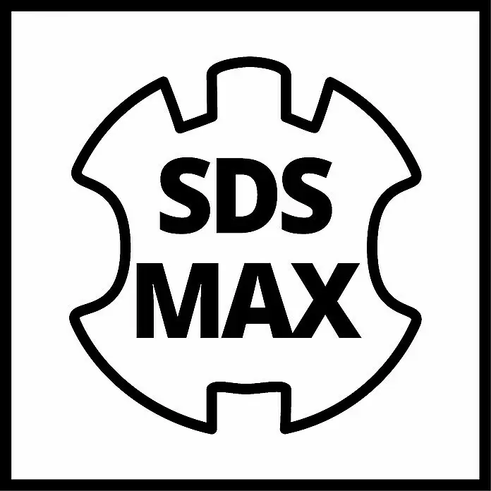 Einhell Martillo demoledor TE-DH 12 - 1.050 W, 12 J, Alojamiento SDS-MAX - Logotipo SDS MAX negro dentro de un contorno estilizado de engranaje o leva, para un sistema de portabrocas.