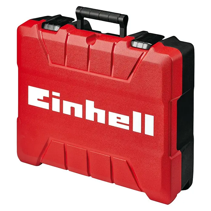 Einhell Abbruchhammer TE-DH 12 - 1.050 W, 12 J, SDS-Max-Aufnahme - Roter Werkzeugkoffer der Marke Einhell. Der Koffer hat einen schwarzen Griff und schwarze Beschläge.