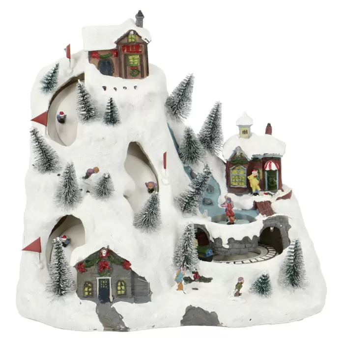 Konstsmide LED-Szenerie Skipiste - L x B x H: 31 x 20,5 x 27,5 cm, Bunt, Batteriebetrieben, LED
