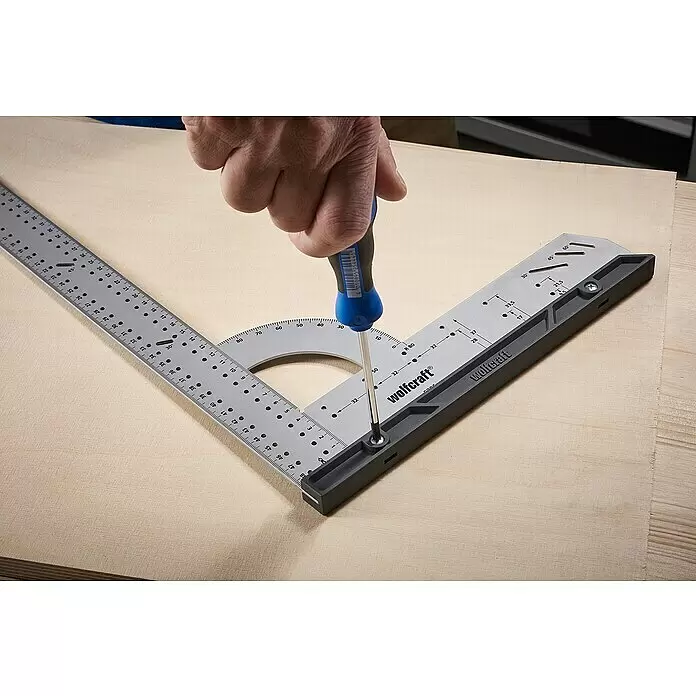 Wolfcraft Universalwinkel - 300 x 200 mm, 90 °, Wechselbarer Anschlag - Anwendungsbeispiel