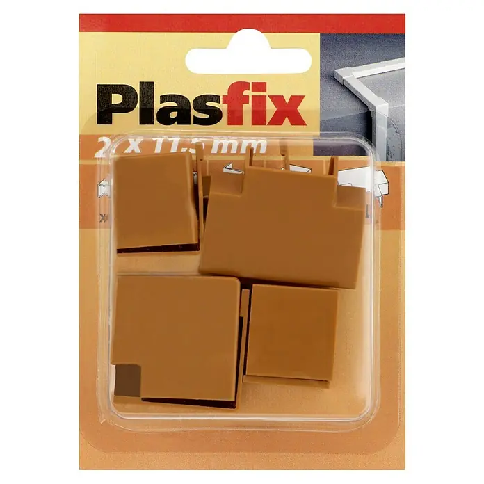 Inofix Plasfix Kit de accesorios para canaleta - Cerezo, An x Al: 2,1 x 1,15 cm, 7 ud. - Conectores de esquina Plastifix en marrón, tamaño 20 x 11,5 mm, perfectos para esquinas y bordes limpios.