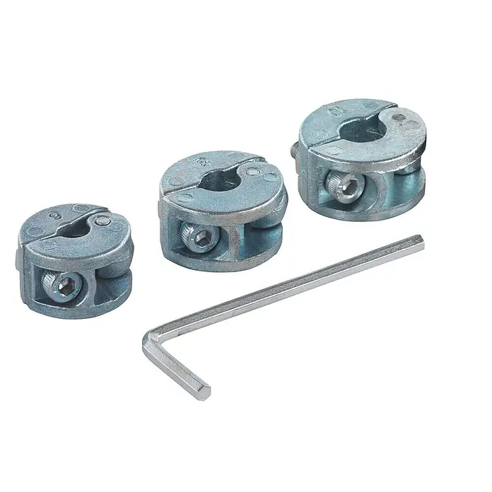Wolfcraft Tiefenstopp-Set - 4 -tlg. - Drei Möbelverbindungsknoten und ein Inbusschlüssel. Ideal für Möbelmontage und Reparaturen, robust und zuverlässig.