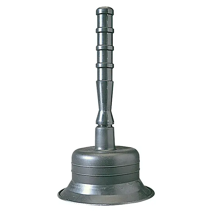 Desatascador doble campana - Diámetro: 115 mm - Desatascador de inodoro negro con mango acanalado y ventosa de goma ancha para una limpieza eficaz de tuberías.