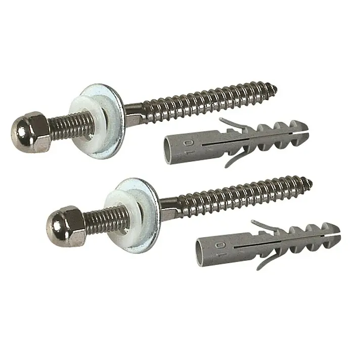 Tornillo de fijación Lavabo - 100 mm, 2 ud. - Fijaciones: Dos tornillos con tacos y arandelas para un montaje seguro en la pared y un soporte fiable.