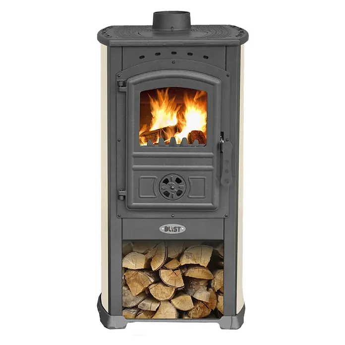 Estufa de leña Katia Iron Ceramic - 8 kW, Volumen de calefacción: 145 m³, Antracita/Arena - La estufa Blest es un aparato de calefacción eficiente, con un compartimento para la leña, que garantiza un calor agradable en su hogar.