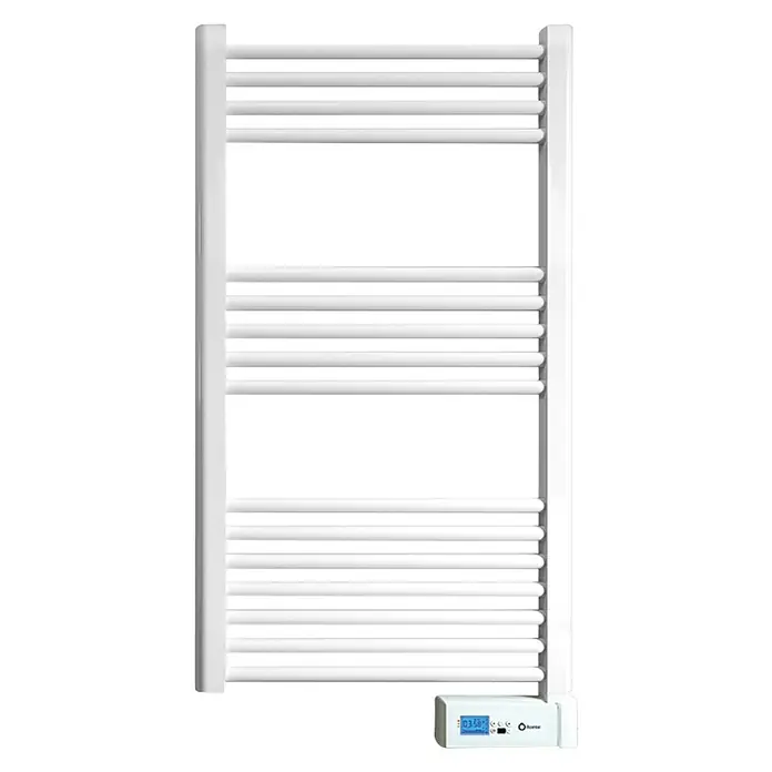 Rointe Radiador toallero eléctrico Giza LCD - An x Al: 50 x 88 cm, 300 W, Blanco - Un toallero eléctrico blanco con control digital, perfecto para un baño cálido y seco.