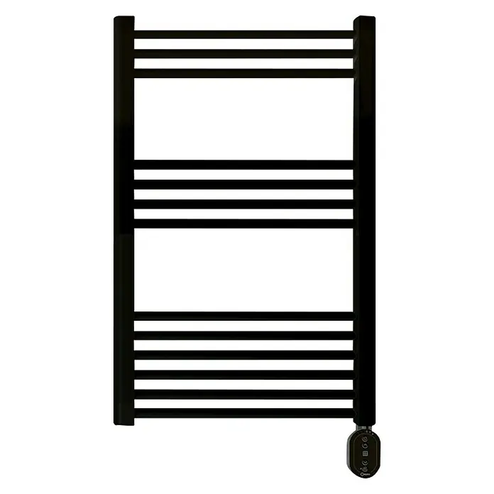 Rointe Radiador toallero eléctrico Elba Oval - An x Al: 50 x 86,5 cm, 300 W, Negro - Elegante toallero calefactor oscuro con barras horizontales. El producto ofrece confort y calidez para su baño, diseñado con estilo.