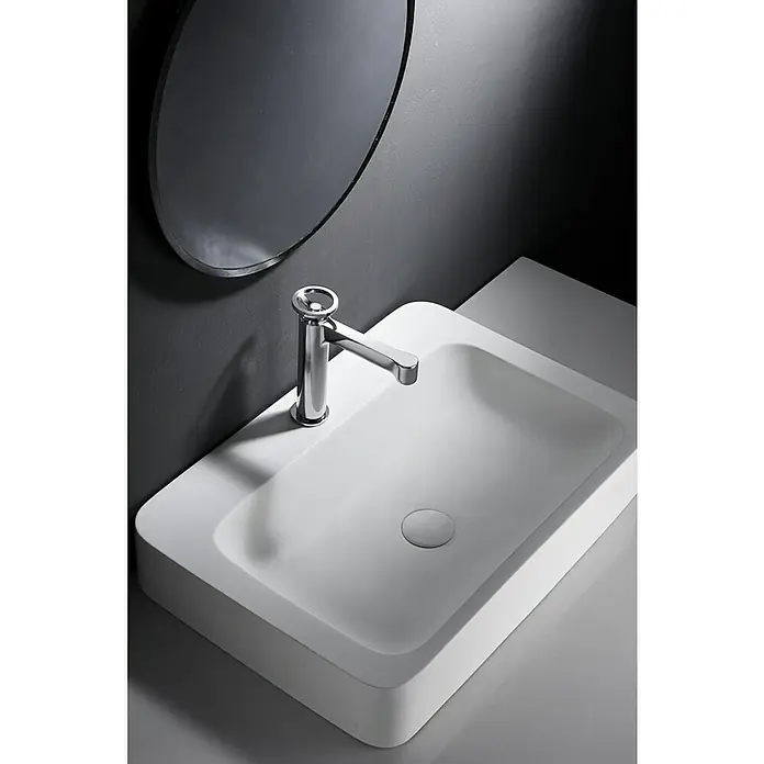 Imex Olimpo Grifo de lavabo - Cromo, Brillante - Elegante lavabo con grifo y espejo. El diseño moderno aporta un toque de estilo a cualquier baño, asegurando confort y funcionalidad.