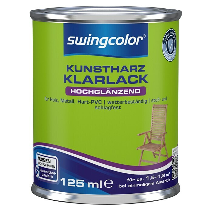 swingcolor Klarlack Kunstharz für Außen (Farblos, 125 ml, Hochglänzend)