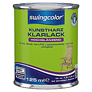 swingcolor Klarlack Kunstharz für Außen (Farblos, 125 ml, Hochglänzend, Lösemittelbasiert)