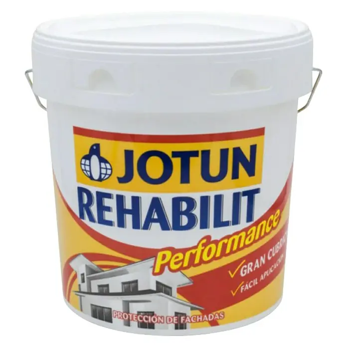 Jotun Revestimiento Performance - 4 l - Cubeta de pintura Jotun Rehabilit Performance para fachadas, ideal para protección duradera y fácil aplicación, para refrescar tu fachada.