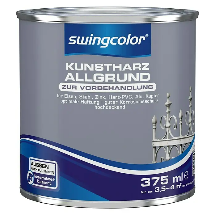 swingcolor Allgrund Kunstharz - Weiß, 375 ml - Dose Swingcolor Kunstharz Allgrund, Grundierung für Metall, Holz und Kunststoff, 375 ml, für Innen- und Außenbereich.