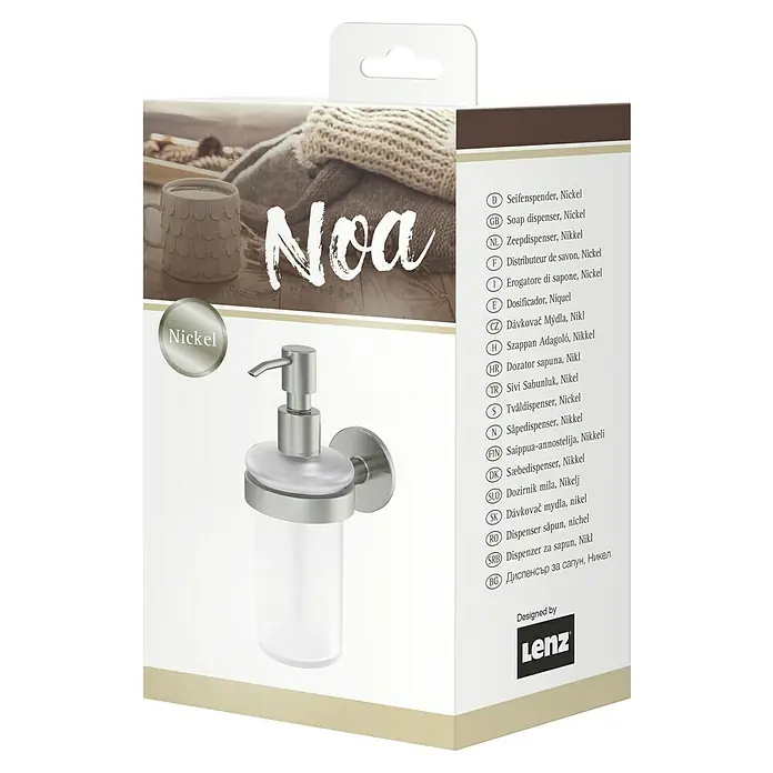 Lenz Seifenspender Noa - L x B x H: 13 x 7,35 x 18,9 cm, Metall, Nickel - Noa Seifenspender aus Nickel. Der Spender ist modern gestaltet und ideal für Bad oder Küche.