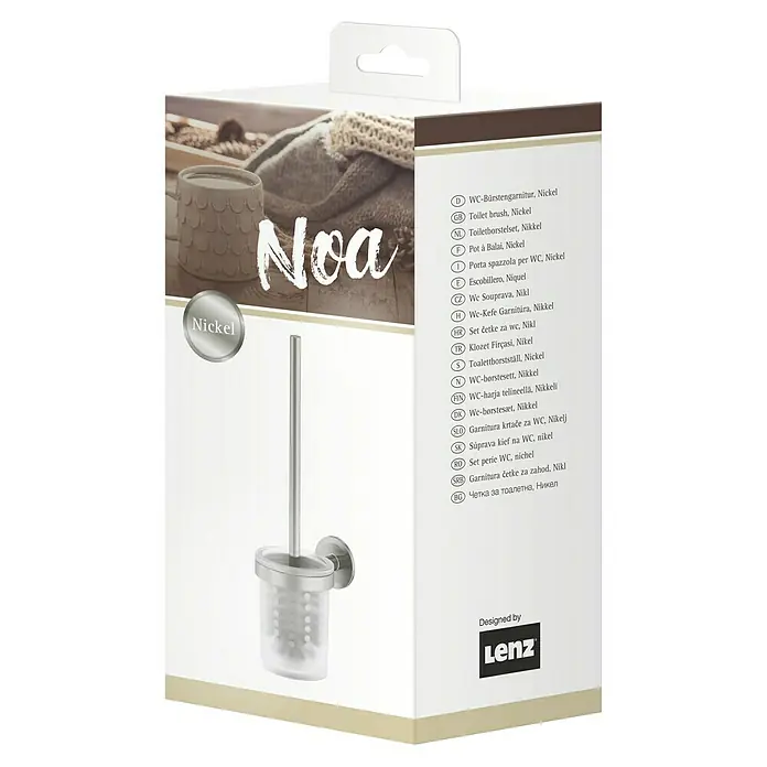 Lenz WC-Bürstengarnitur Noa - Metall, Nickel, B x H: 9,4 x 35 cm - Toilettenbürste aus Nickel: Elegantes Badaccessoire für stilvolle Sauberkeit.
