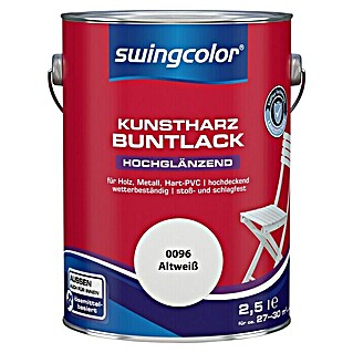 swingcolor Buntlack Kunstharz für Außen (RAL 0096, Altweiß, 2,5 l, Hochglänzend, Lösemittelbasiert)