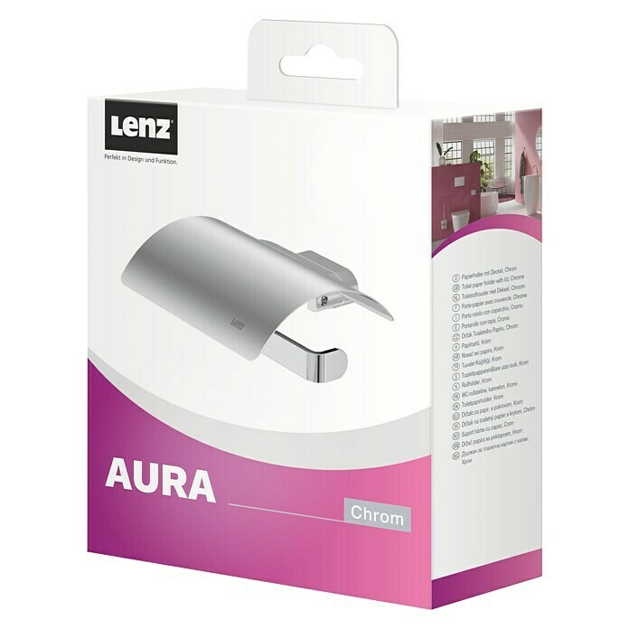 Lenz Aura Toilettenpapierhalter (Mit Deckel, Chrom, Glänzend)