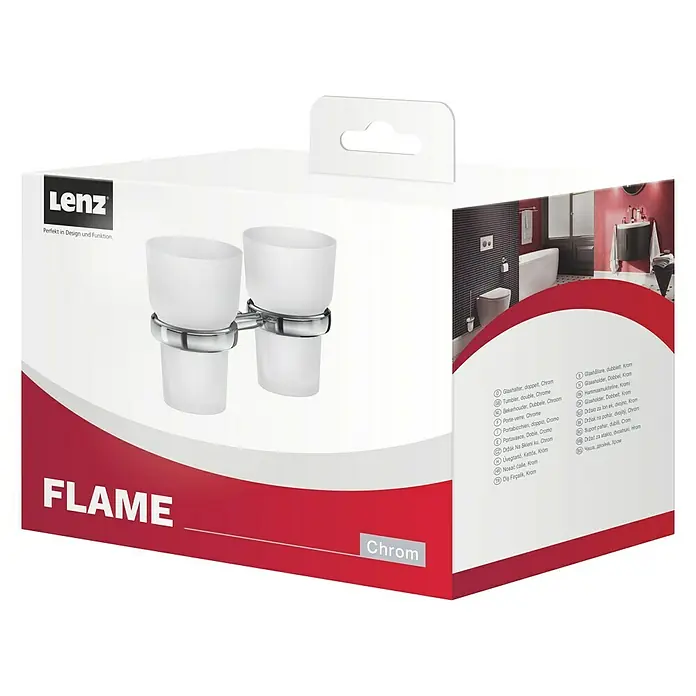 Lenz Flame Glashalter - 2 -tlg., Silber - Doppelter Chrom-Zahnputzbecherhalter der Marke Lenz. Perfekt für Badaccessoires mit modernem Design und hoher Funktionalität.
