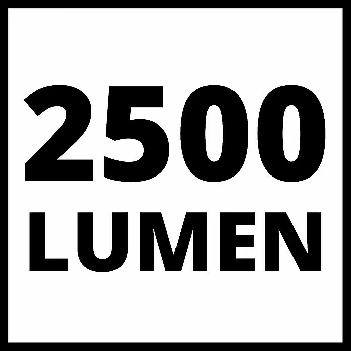 Einhell PXC 18V Lámpara de batería TE-CL 18/2500 LiAC - 18 V, Sin batería, Temperatura del color: 6500 K - Texto que muestra '2500 LUMEN' en letras mayúsculas negras.